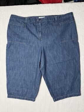 White Stag Capri Crop Jeans Women’s Plus Size 24W Elastic Waist Inset Straight